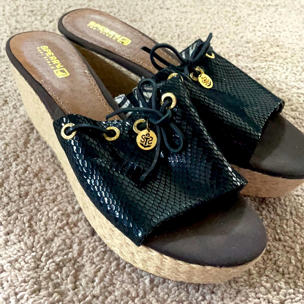 Black Sperry Wedges